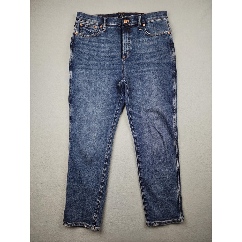 J.Crew Classic Vintage Straight Jeans Womens 32 Blue High Rise Stretch Denim